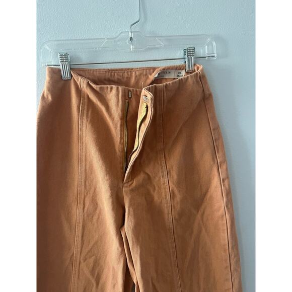 ASOS Pants Women's 26 Camel Wide Leg Crop Cotton Denim Fall Neutral Indie - Picture 4 of 11